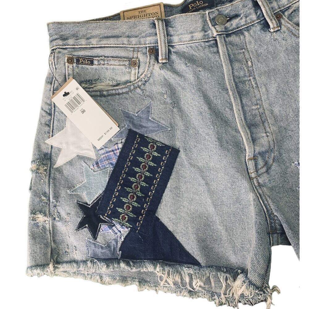 Polo Ralph Lauren Sprighton Boyfriend Patchwork Shorts Womens Size 30 NWT $198 - Picture 6 of 15
